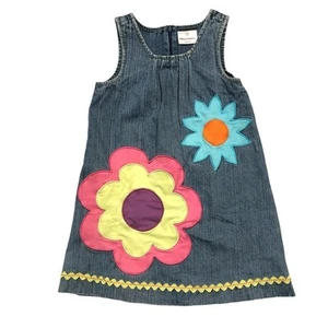 HANNA ANDERSSON DENIM JEAN DRESS FLORAL SIZE 110 US 5 - Picture 1 of 7