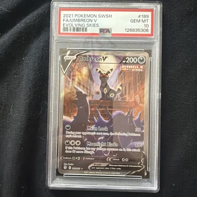 Umbreon V (Alternate Full Art) 189/203 SWSH07: Evolving Skies Holo PSA 10 - Image 1 of 2