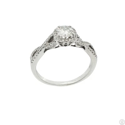 14k White Gold Engagement Ring with 1 ctw Diamonds Size 9 - Image 1 of 4
