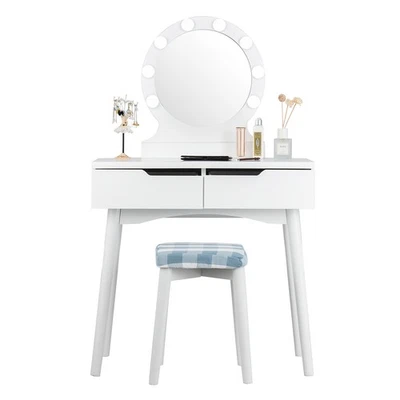 梳妆化妆梳妆套装带8个可调光灯泡镜面触摸开关白色 — 第 1/4 张图片