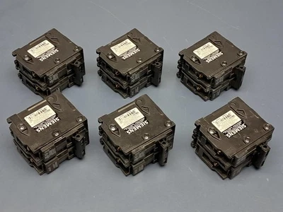 Lot of 6 Siemens Q220 Plug On Circuit Breaker 20A 2P 120/240V Type QP 2-Pole