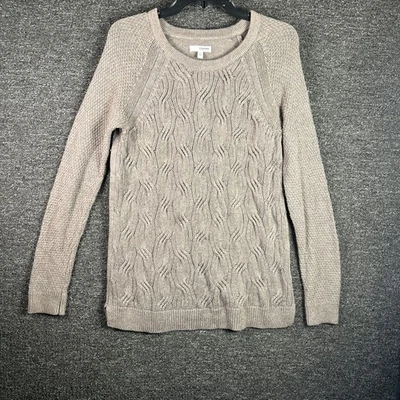 Suéter SONOMA Mujer Grande Taupe Neutro Cable Tejido Preppy Pescador Foto 1 de 4