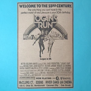 Logan's Run movie print ad vintage 1976 Jenny Agutter Michael York - Picture 1 of 2