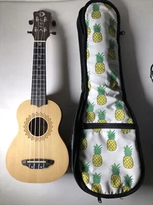 Vintage Luna Guitars UKE VSS Spruce Soprano Ukulele With Gig Bag - Picture 1 of 12