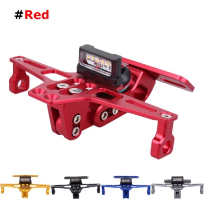 Guardabarros rojo universal ordenado cola motocicleta luz LED soporte matrícula Foto 1 de 4