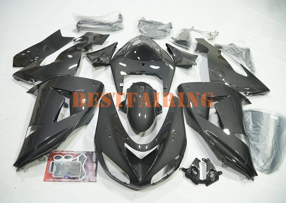 Kit de carenado de fibra de carbono + pernos negros para Kawasaki Ninja ZX10R 2006-2007 ZX1000D Foto 1 de 4