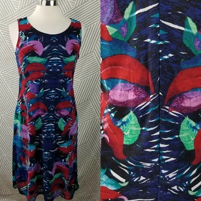 Vestido Vaina Floral Hawaiano Dana Buchman Talla Pequeña Floral Forrado Tropical Foto 1 de 4