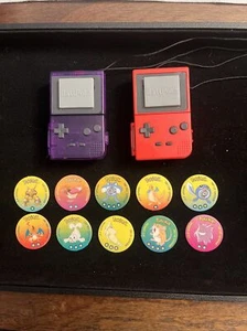 Vintage 90's Tomy Pokemon Battle BattPoke Red And Purple W/ Disk Lot - Picture 1 of 3