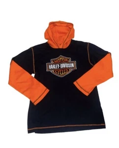 Harley Davidson Youth Kids Black French Terry Pullover Hoodie Size 16/18 - Picture 1 of 4