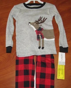 NEW CARTERS BOYS REINDEER HOLIDAY 2 PIECE COTTON OUTFIT SZ 4 - Picture 1 of 3