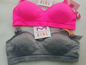 NWT Maidenform Girl's Bralette Gray or Hot Pink Padded Cup 30 32 34 36 38 all A - Picture 1 of 8