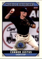 2019 Mobile BayBears Choice #13 Connor Justus Cartersville Georgia Baseball Card