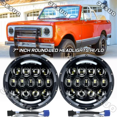 Par de faros LED redondos de 7" pulgadas para International Harvester Scout II 1973-1980 Foto 1 de 4