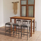 Tidyard 7 Piece Garden Bar Set Acacia Wood Table And 6 Stool Chairs With E1l7