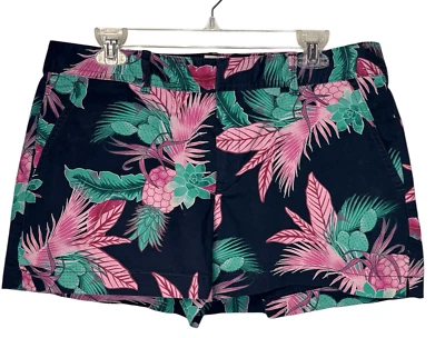 Pantalón Corto Gap City Azul Marino Rosa Tropical Floral Talla 12 vacaciones de verano de tiro medio Foto 1 de 4