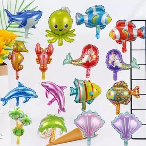 9pcs 15inch Mix Mini Sea Creatures Foil Balloons Party Toy Shark Fish - Picture 1 of 38