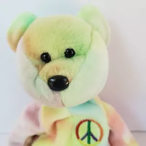 "Muñeca de juguete de peluche TY 1996 TY beanbag de peluche Peace Tye retirado 8" de colección" - Imagen 1 de 10