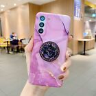 Marble Soft Case Diamond Holder Phone Cover For Samsung A14 A52s S23 S24 S20 Fe