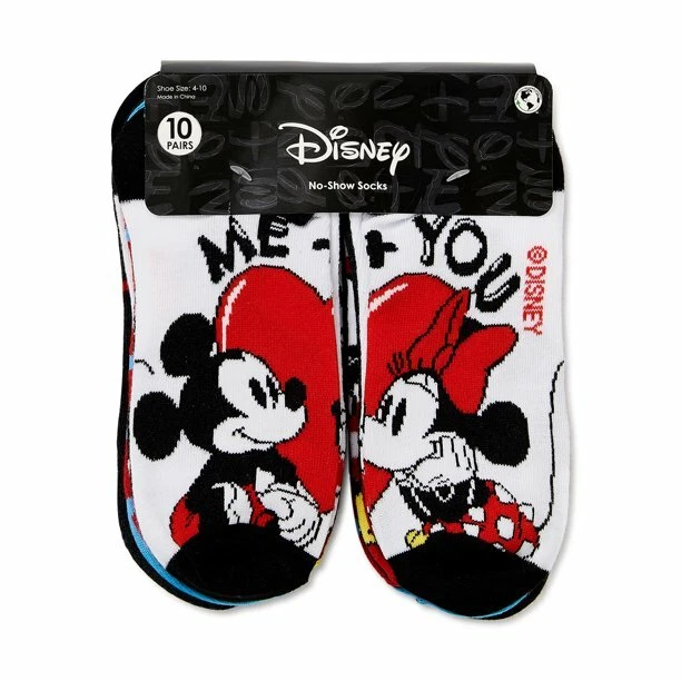 Disney Mickey Mouse Women's no show Socks 10 Pairs size 4-10 Multi-Color