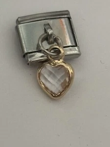 Sparkling faceted clear dangling love heart Charm Link For a Nomination Bracelet - Picture 1 of 6