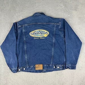 Vintage Senor Frogs Denim Jacket Size 38 Small Blue Cancun Mexico - Picture 1 of 17