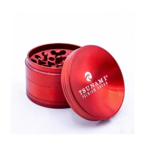4-Piece Tsunami 75mm Sunken Top Dry Herb Grinder, Red - Picture 1 of 6