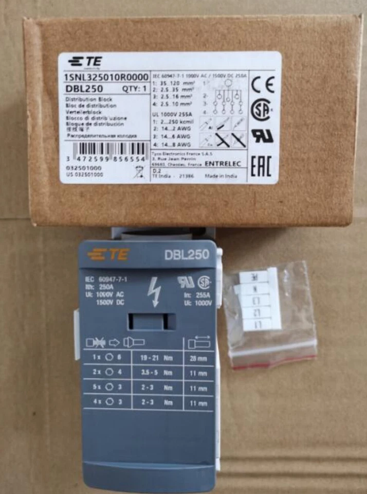 1pcs ABB/TE entrelec wiring terminals Accessories  DBL250 1SNL325010R0000 - Image 1 of 1