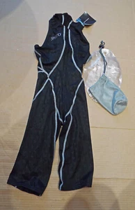 Traje de baño Speedo negro con cremallera trasera piel de ayuno talla GB29" - Lycra/Spandex brillante - Imagen 1 de 14