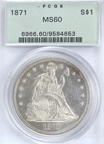 1871 $1 MS60 PCGS Cover