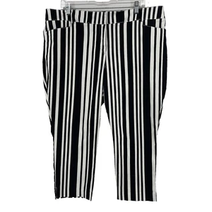 7th Ave New York & Company Black & White Striped Capri Pants Women's Size 20 - Picture 1 of 12