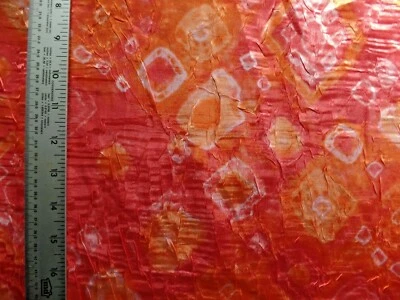 BATIK PRINT ON CRINKLE SATIN  POLYESTER FABRIC NO STRETCH  52X50 INCHES - Image 1 of 2