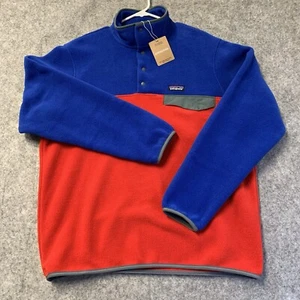 Patagonia Synchilla Snap-T Mens L Red Blue 1/4 Zip Pullover Fleece NWT - Picture 1 of 14