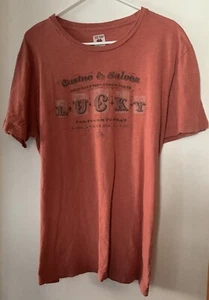 Lucky Brand T Shirt Casino & Saloon Mens LARGE Burnt Orange Rust - Picture 1 of 8