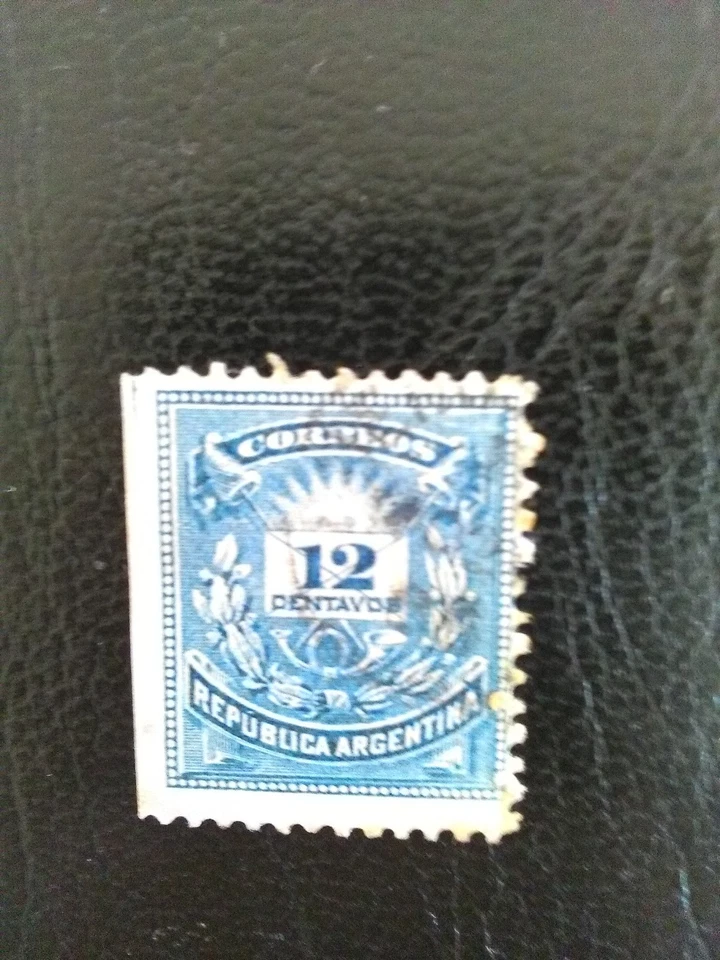 ARGENTINA USED STAMP 1882 NUMERAL 12c BLUE PERF & IMPERF  SG54. - Image 1 of 1