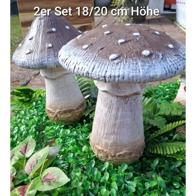Pilze Set 20cm Gartendeko Keramik Herbstdekoration wetterfest Pilz Deko Garten - Bild 1 von 4