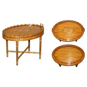 SUBLIME VINTAGE SHERATON REVIVAL SATINWOOD REMOVABLE TRAY TABLE TOP COFFEE TABLE - Picture 1 of 18