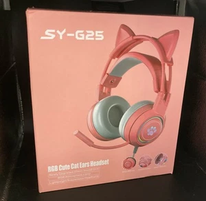Pink Cat Ears Gaming Headset w/Mic SY-G25: Nintendo, PS5, Xbox, PC, Mac, +more! - Imagen 1 de 7