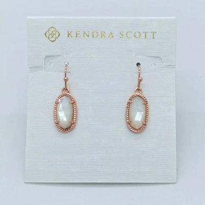 Nuevos pendientes colgantes Kendra Scott Lee de oro rosa con carcasa de marfil Foto 1 de 2