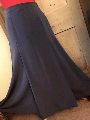 VINTAGE 80s WINDSMOOR SKIRT 10 STEEL GREY MAUVE SILKY SWIRLY FLARE RETRO EVENING - Image 1 of 4