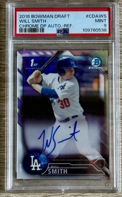 2016 Bowman Chrome Draft  Will Smith 1st Auto Refractor /499 Dodgers PSA 9 - Image 1 of 2