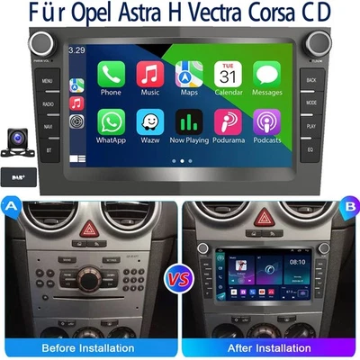 AHD+ Android14 Autoradio CarPlay Für Opel Astra H Corsa C D Zafira B GPS Navi AM - Bild 1 von 4