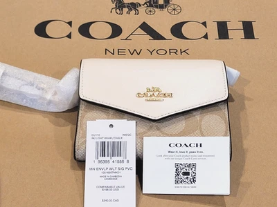 Coach Mini Envelope Wallet W/ Strap Signature Canvas CU172 Khaki/Chalk NEW🎀NWT - Image 1 of 4