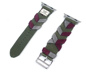 Cinturino Apple Watch Hermès Khaki Bridon Nylon 45mm usato con scatola - Foto 1 di 8