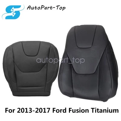 2013-2017 For Ford Fusion Titanium Driver Side Bottom&Top Leather Seat Cover Blk - Image 1 of 4