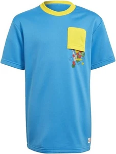 adidas x Lego Limited Edition Loose Bricks T-Shirt Boys Size Large Blue/Yellow - Picture 1 of 11