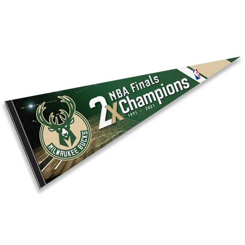 Milwaukee Bucks 2 Time Champions Full Size Pennant Flag Banner Cover