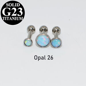 Titanium Opal Ear Cartilage Tragus Helix Piercing Earring Labret Lip Nose Stud