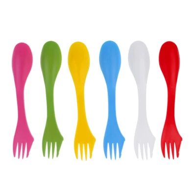 Bulk 6 of Preimium Plastic BPA Free Sporks - 3 in 1 Spoon, Fork and Knife Combo - Image 1 of 4