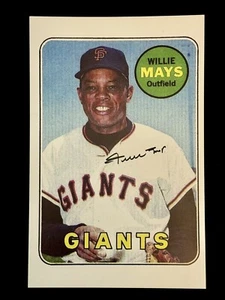 Willie Mays Signed Giants 11x17 Photo - 1969 Topps Replica - w/COA - Picture 1 of 3