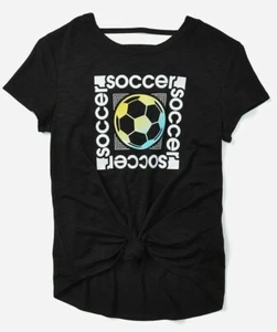 NWT Justice Girl's Soccer Shirt T Tee Black Lattice Back Sz 7 10 14 16 18 L XL - Picture 1 of 2